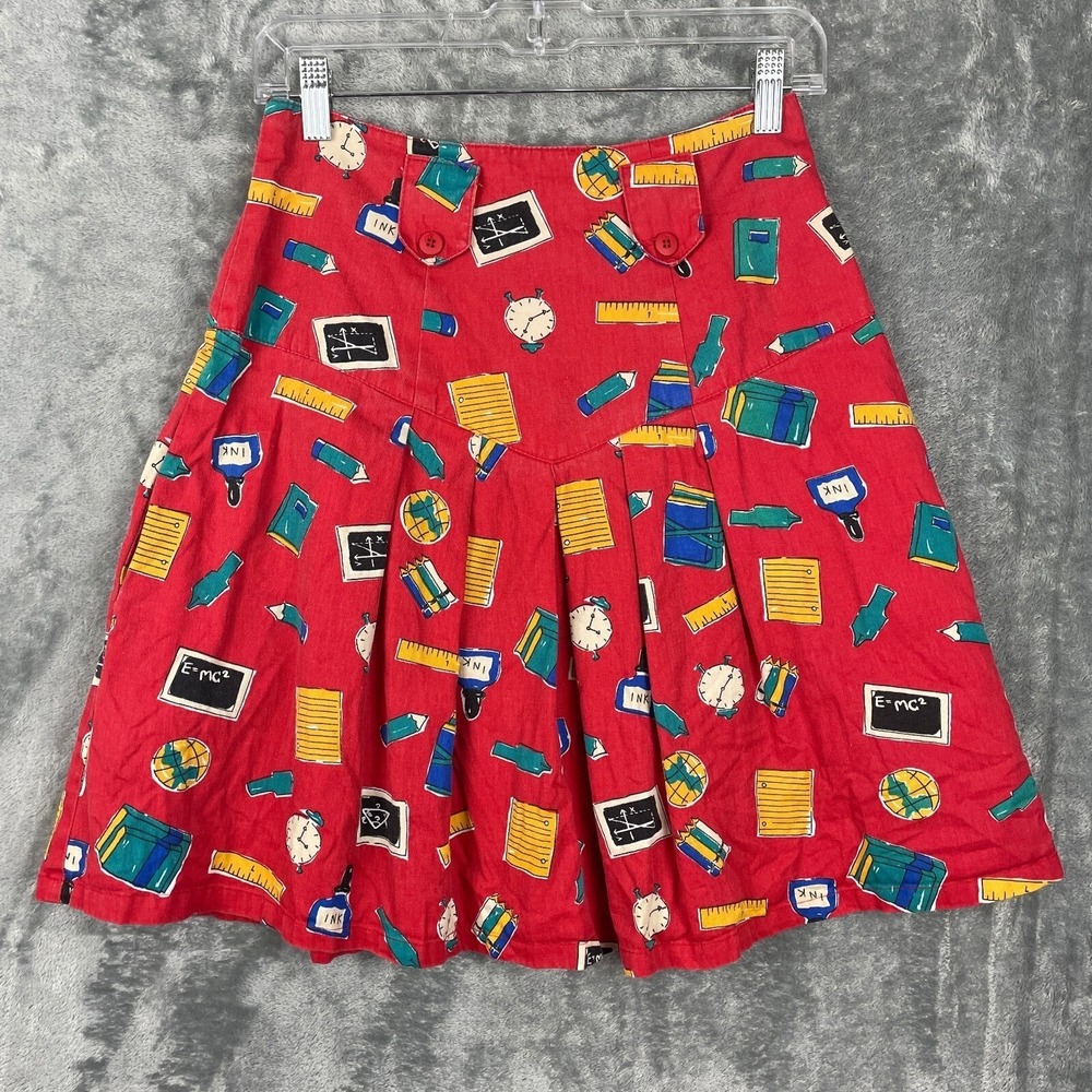 Sharon Young Skirt Womens 6 Red School College Theme Novelty Pockets Vintage USA
